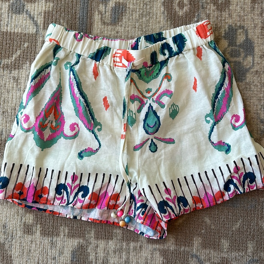 Zara Mexico drawstring abstract shorts with beaded detail size S BNWT